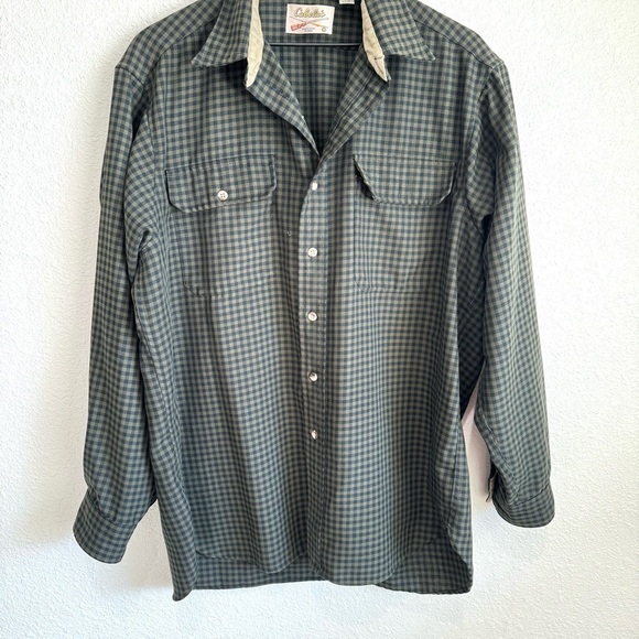 VTG Cabela's Men's XL Button Down Flannel Shirt Plaid Green Shacket Gorpcore - Picture 4 of 13